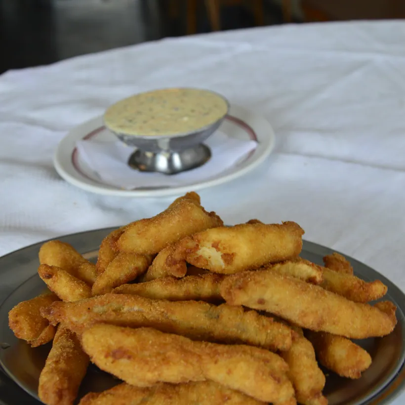 Fried cassava served with dipping sauce